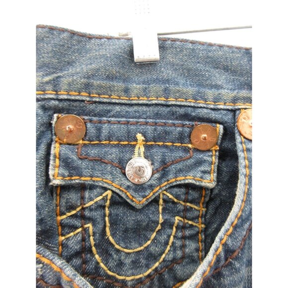 True Religion Jeans 31 Joey Big T Flare Denim Embroidered Y2K 31X33 - Picture 3 of 13